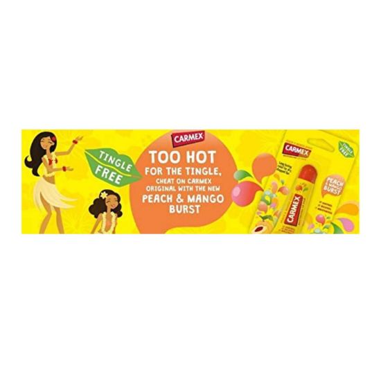 Picture of CARMEX LIP BALM PEACH & MANGO TUBE (HANGING) 10G