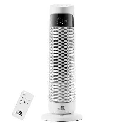 Picture of Houszy PTC Ceramic Tower Heater 2000W, Oscillating Electric Fan Heater with Thermostat 15–40°C, 24‑Hour Timer, Remote, Tip‑Over and Overheat Protection, Touch LED Display