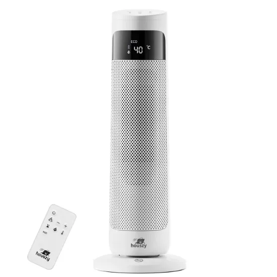 Picture of Houszy PTC Ceramic Tower Heater 2000W, Oscillating Electric Fan Heater with Thermostat 15–40°C, 24‑Hour Timer, Remote, Tip‑Over and Overheat Protection, Touch LED Display