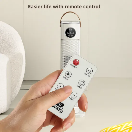 Picture of Houszy PTC Ceramic Tower Heater 2000W – Oscillating Fan Heater with Thermostat 16–35°C, Silver