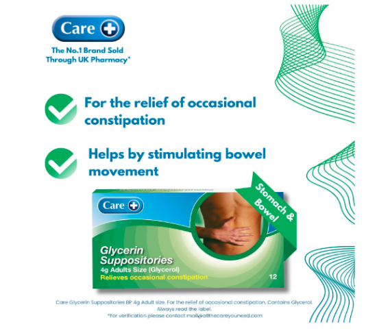 Picture of Care + Glycerin Suppositories 4g Adults Size (glycerol) 12