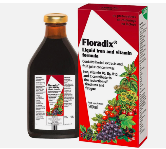 Picture of Floradix Liquid Iron Formula 500ml contains gluten